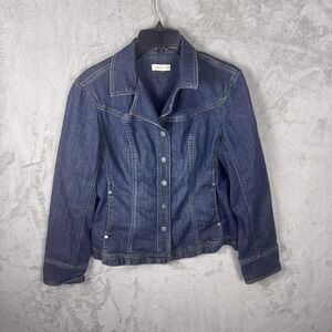 Coldwater Creek Denim Jacket Womens Medium Blue Button Front Jean‎ Coat
